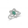 Rosette ring with diamond and emerald DR342
